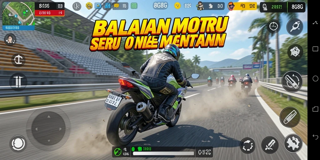 Screenshot gameplay seru dari balapan motor di 8G8G.