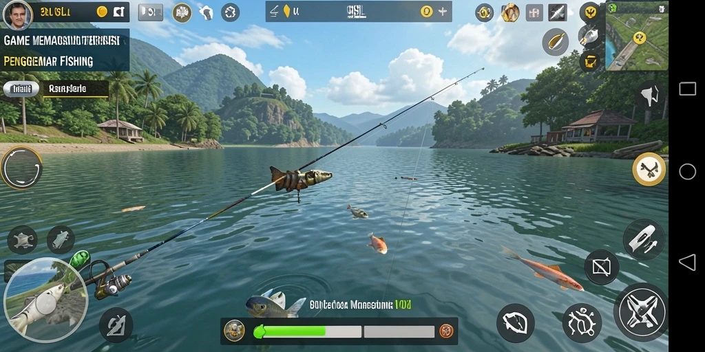 Screenshot gameplay 9SL menunjukkan sesi memancing yang seru dan menantang.