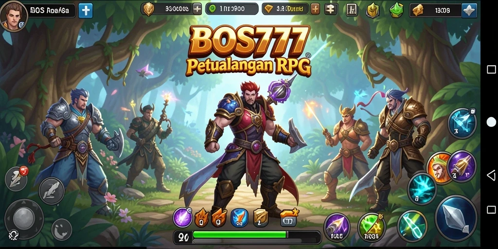 Screenshot gameplay RPG BOS777 menunjukkan aksi penuh strategi dan petualangan.