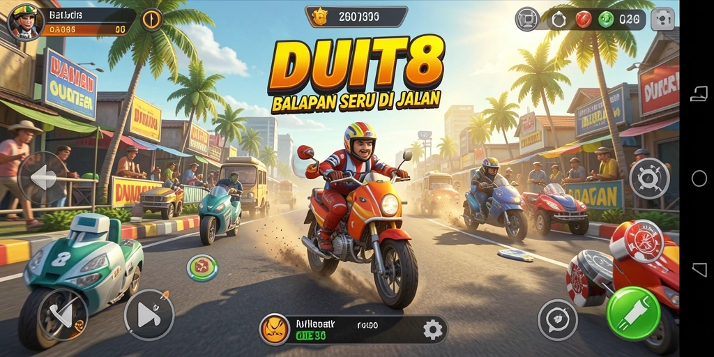 Tampilan gameplay seru dari balapan di DUIT8.