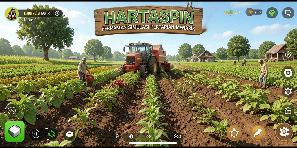 Gameplay HARTASPIN yang menarik dengan berbagai aktivitas bertani.