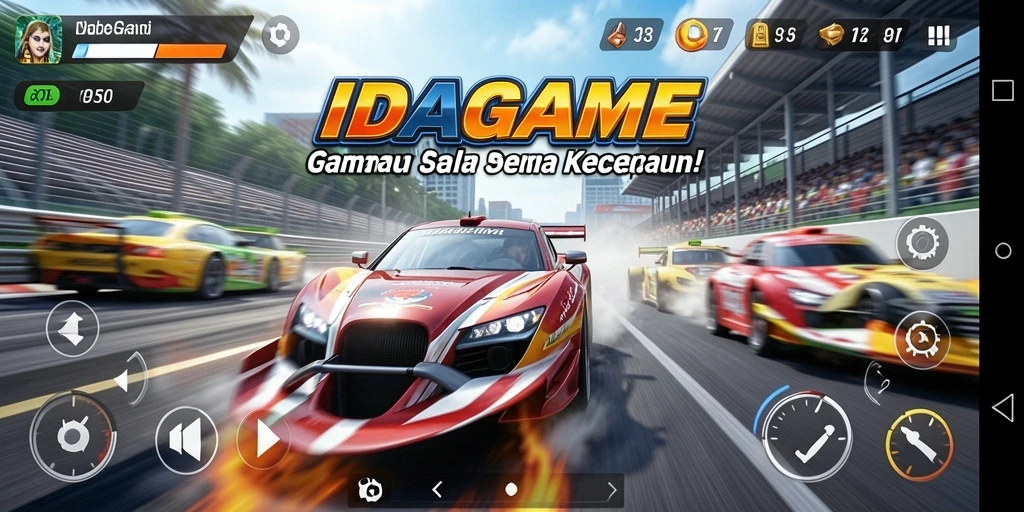 Tampilan gameplay Racing yang mendebarkan di IDAGAME.