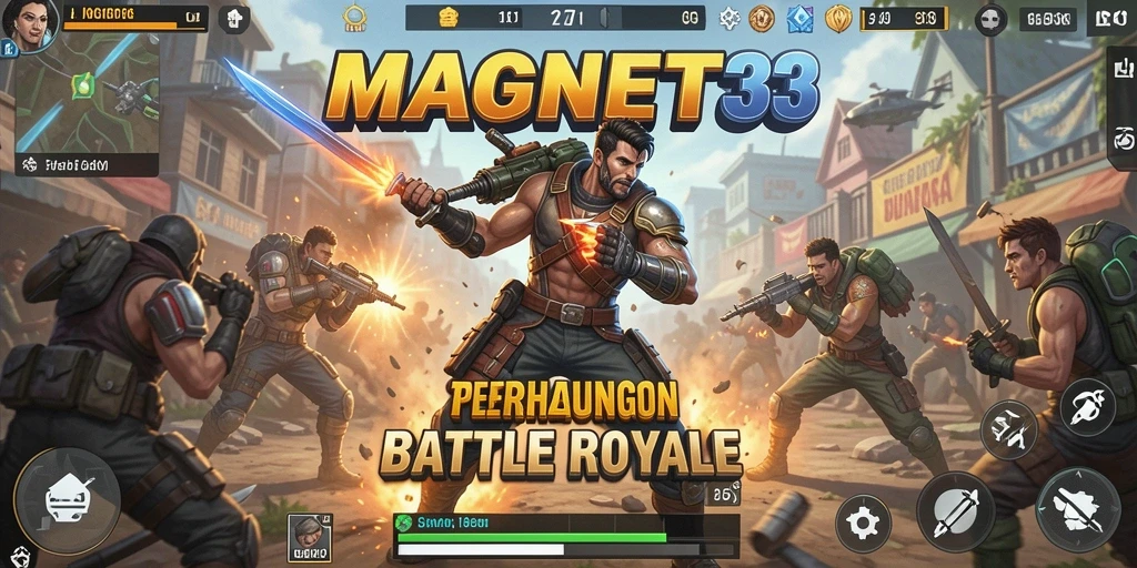 Tampilan gameplay MAGNET33 yang mendebarkan di medan perang Battle Royale.