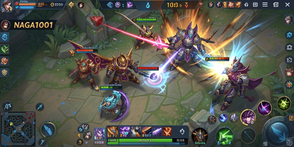 Screenshot NAGA1001 dengan aksi seru dalam gameplay MOBA.
