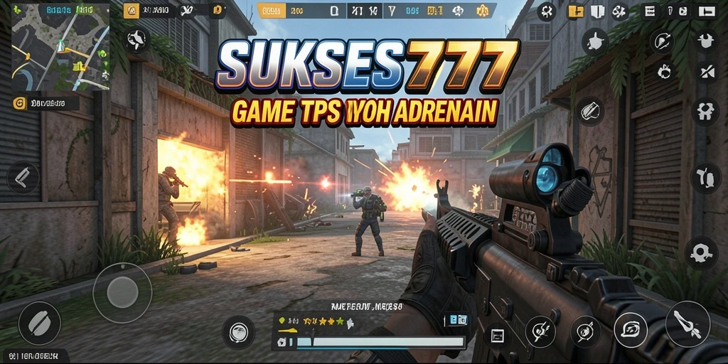 Screenshot utama SUKSES777 menampilkan aksi tembak-menembak intens.